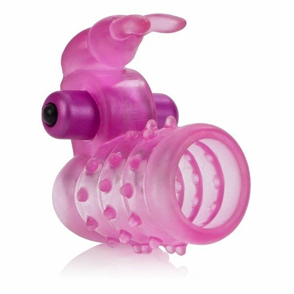 Stretchy Vibrating Bunny Male Penis Girth Enhancer Cock Ring Cage Orgasm Sleeve