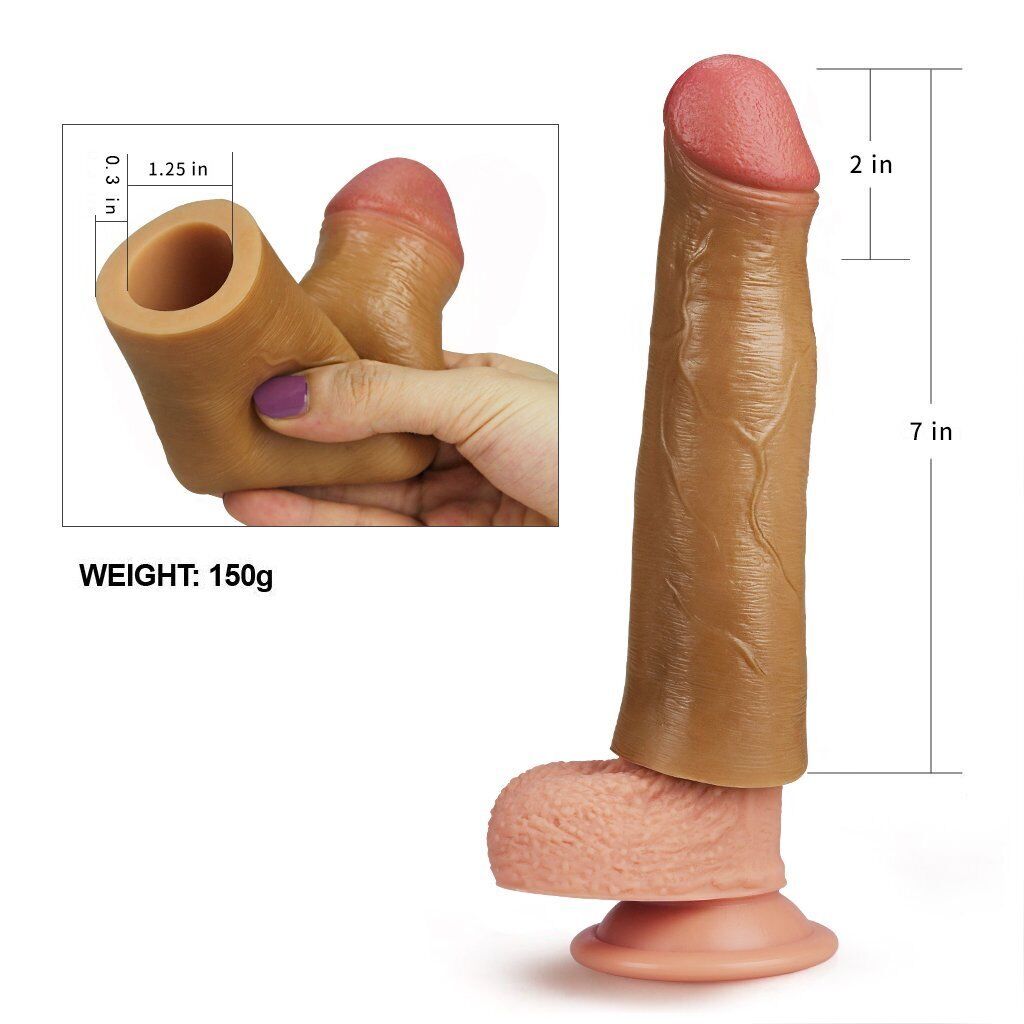 Black Silicone Penis Extension Extender Sleeve Sheath Add 2" Cock Girth Enhancer