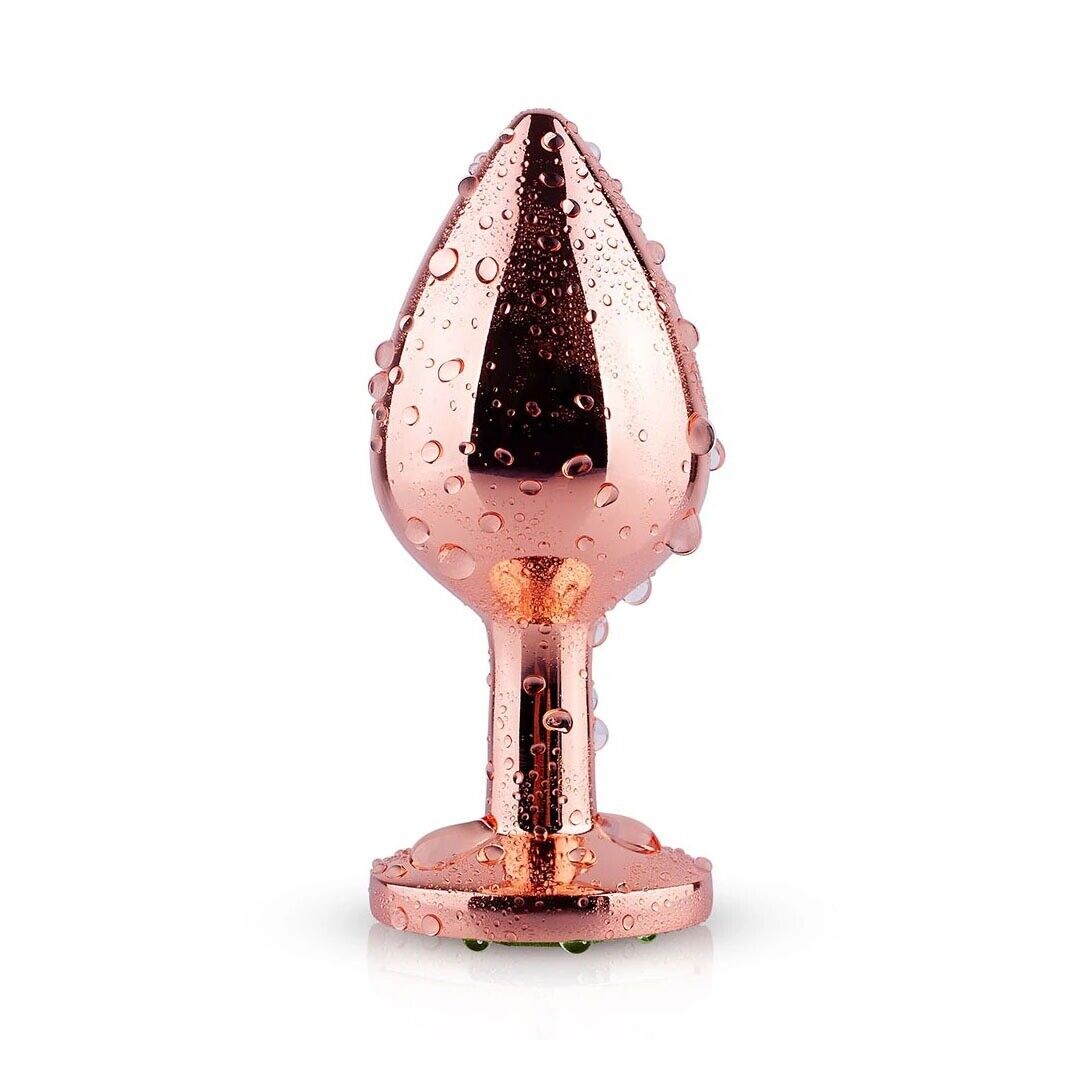 Rose Gold Metal Anal Butt Plug with Pink Flower Sex Toys for Women Men Couples