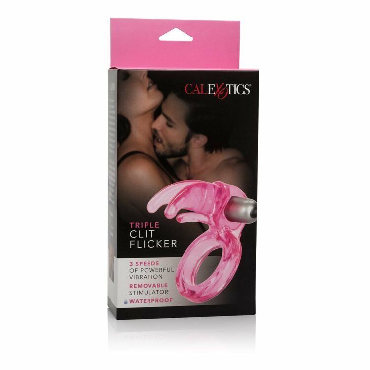Triple Clit Flicker Vibe Vibrating Love Penis Cock Ring Sex-toys for Men Couple