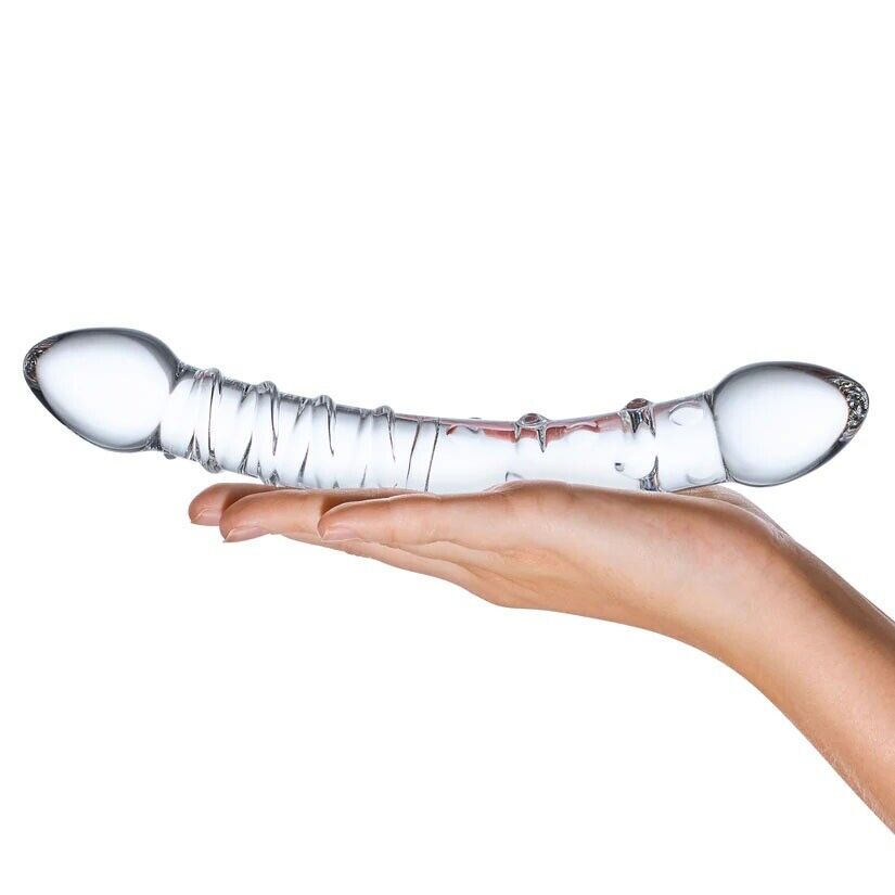 Double Trouble Glass Dildo Dong G-spot Massager Anal Butt Plug Probe