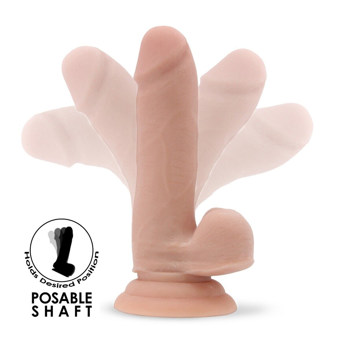 5.5" Beginner Realistic Ultra Soft Posable Cock and Balls Dildo Dong Suction Cup