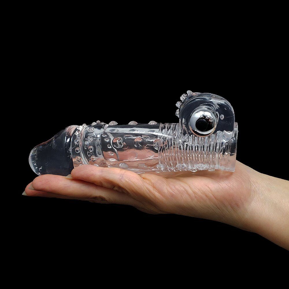Vibrating Male Penis Extension Extender Cock Ring Sleeve Girth Enhancer Enlarger