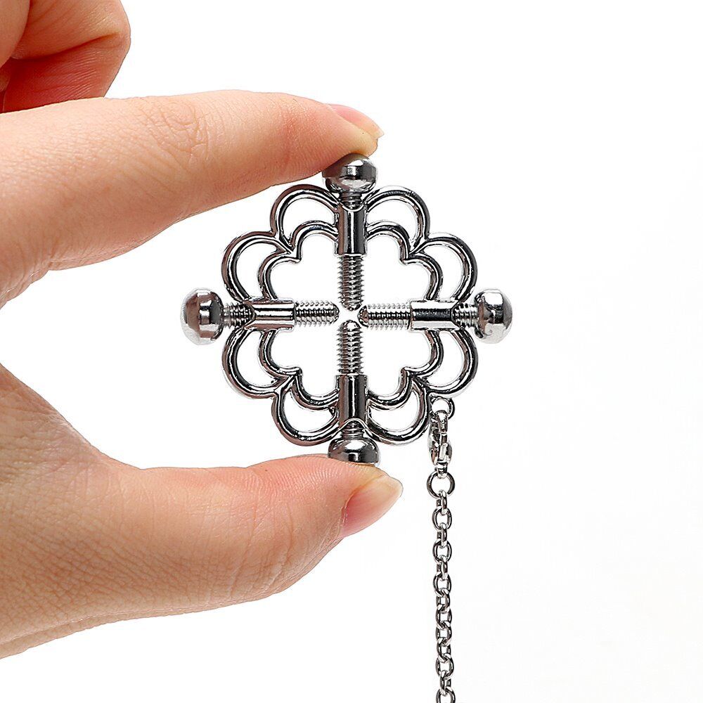 Stainless Steel Breast Nipple Clamps Clips Chain BDSM Bondage Sex Toys