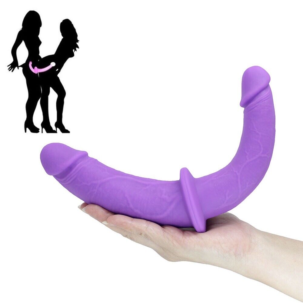 Silicone Bendable Strapless Strap-on Double End Dildo Sex-toy for Women Lesbian