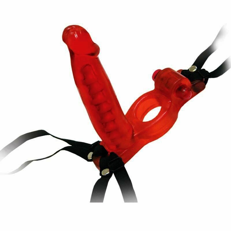 Vaginal Anal Double Penetrator Penetration Vibrating Strap-on Cockring Anal Dong