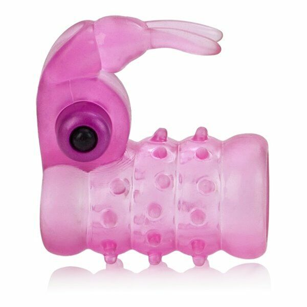 Stretchy Vibrating Bunny Male Penis Girth Enhancer Cock Ring Cage Orgasm Sleeve