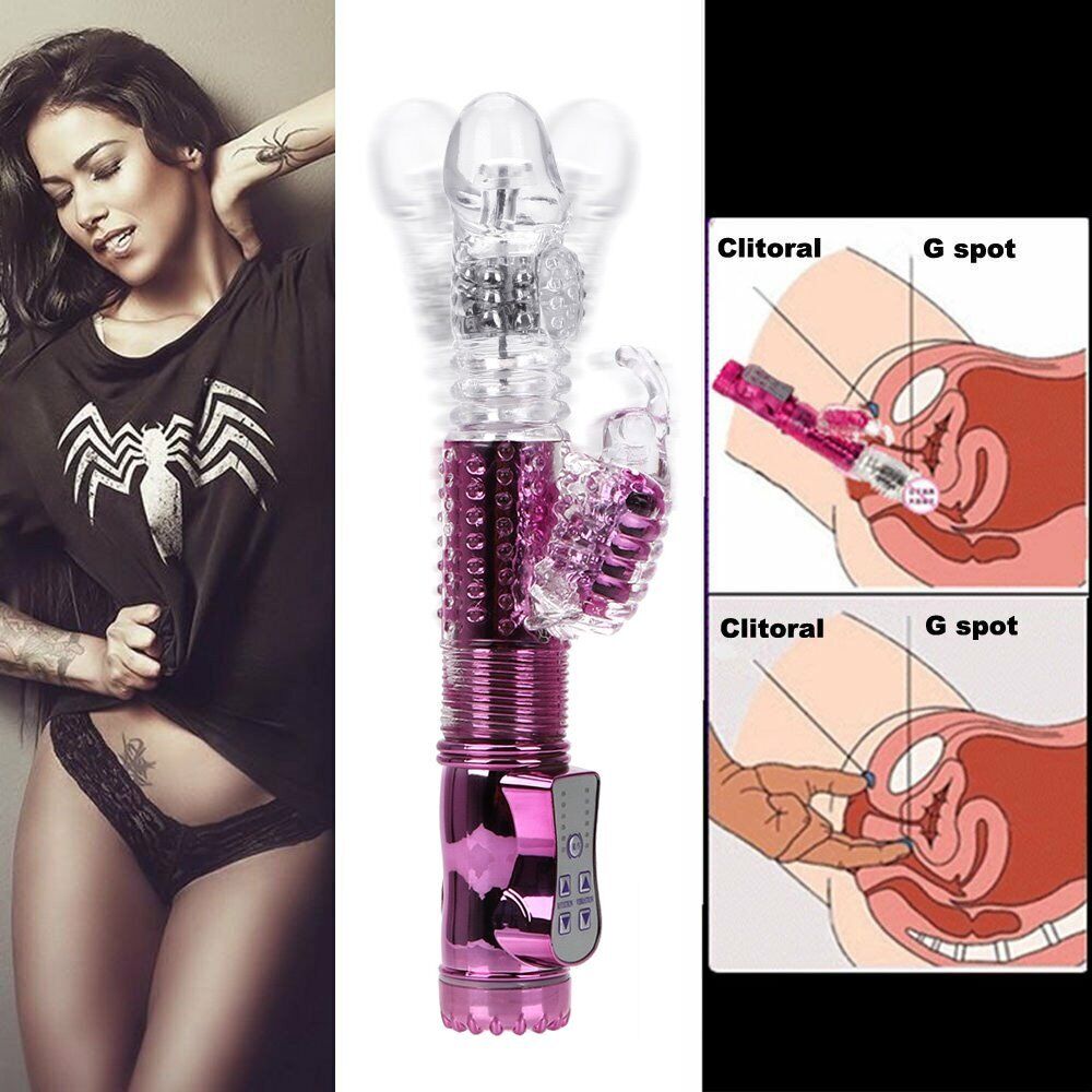 Rechargeable Thrusting Rabbit G-spot Clit Vibrator Dildo Sex-toys for Women