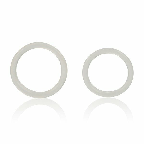 2 Clear Silicone Penis Erection Keeper Enhancer Prolong Cock Rings Set L & XL