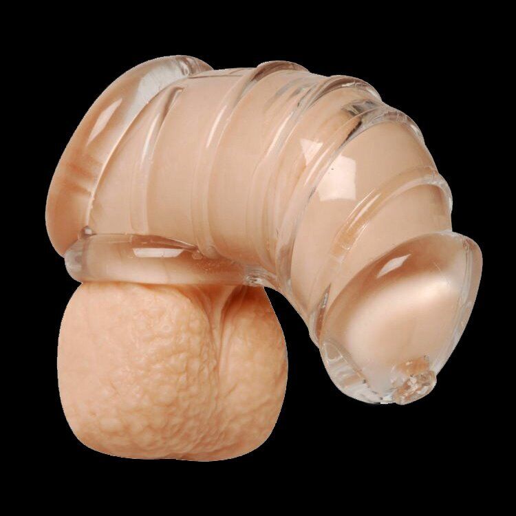 Detained Soft Clear Male Body Chastity Cage Penis Erection Restriction