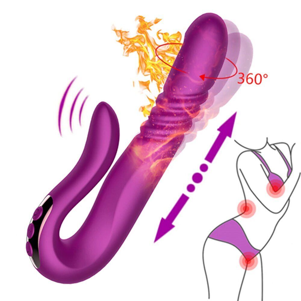 Double Ended Thrusting G-spot Anal Dildo Vibrator Sex-toys for Women Couples