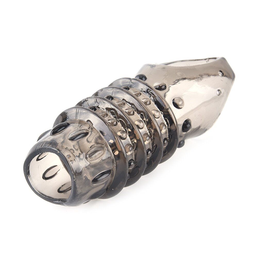2 Stimulation Enhancer Textured Thick Penis Sleeve Cock Sheath Extension Ring