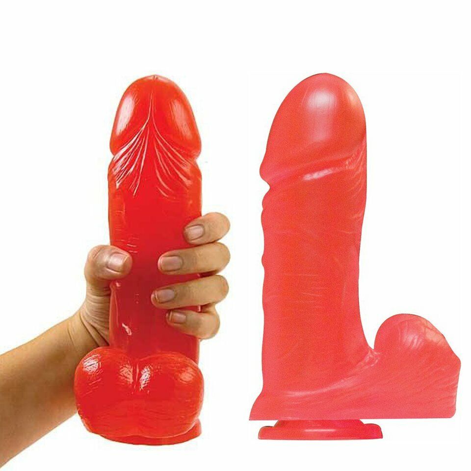 9" Red Big Boy Huge Realistic Dildo Dildoe Dong Cock Balls Handsfree Suction Cup
