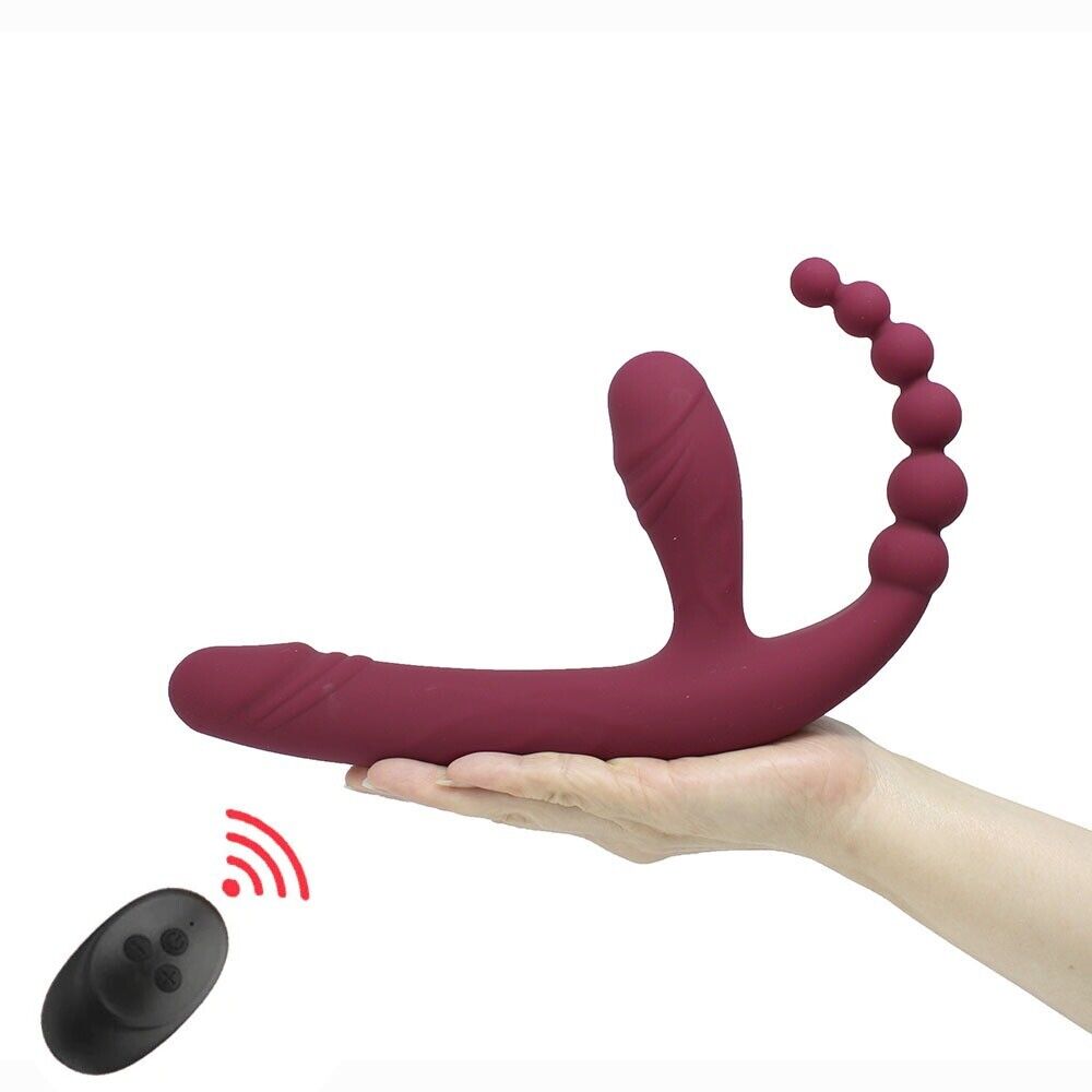 Vibrating Silicone Strapless Strap-On Anal G-spot Dildo Vibe Sex-toy for Lesbian