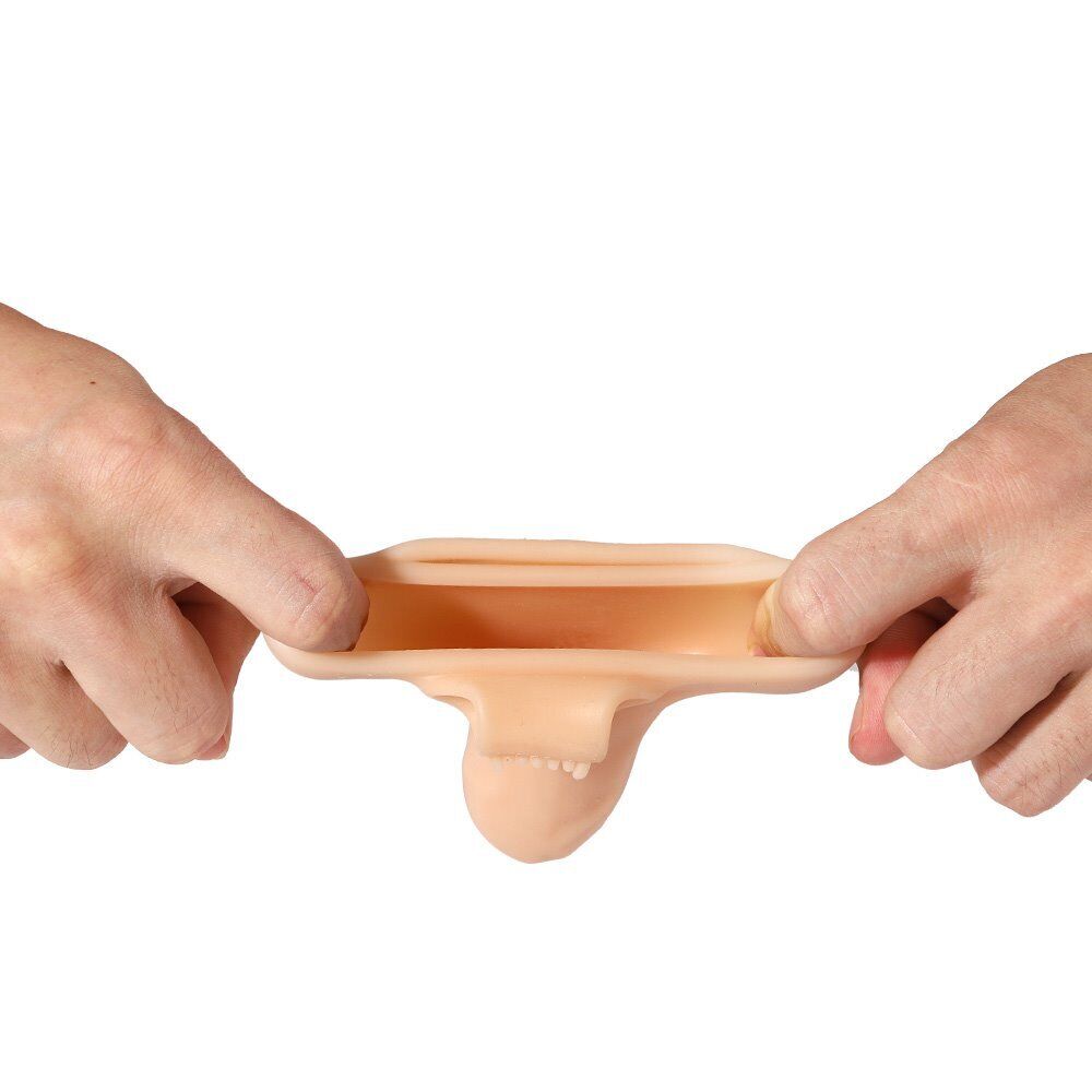 Realistic Vibrating Penis Extension Girth Enhancer Sleeve Cock and Ball Ring