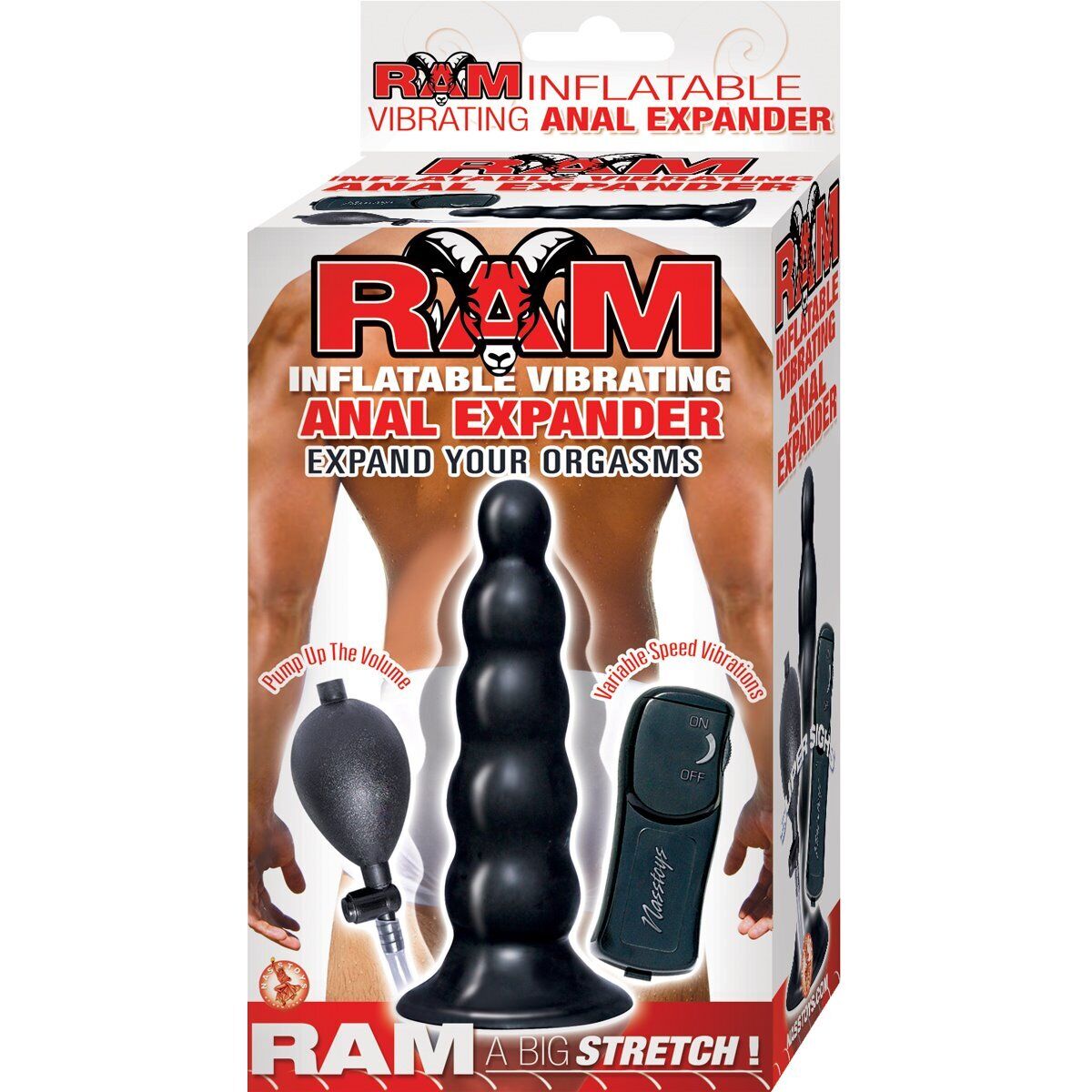 Ram Inflatable Vibrating Anal Expander Expandable Balloon Butt Plug Dildo Dong