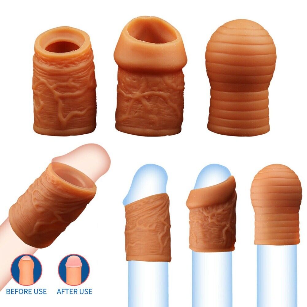 Silicone Foreskin Penis Cock Ring Prolong Delay Premature Ejaculation Enhancer