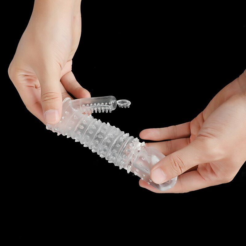 Add 2" Vibrating Penis Extension Extender Cock Sleeve Girth Enhancer Enlarger