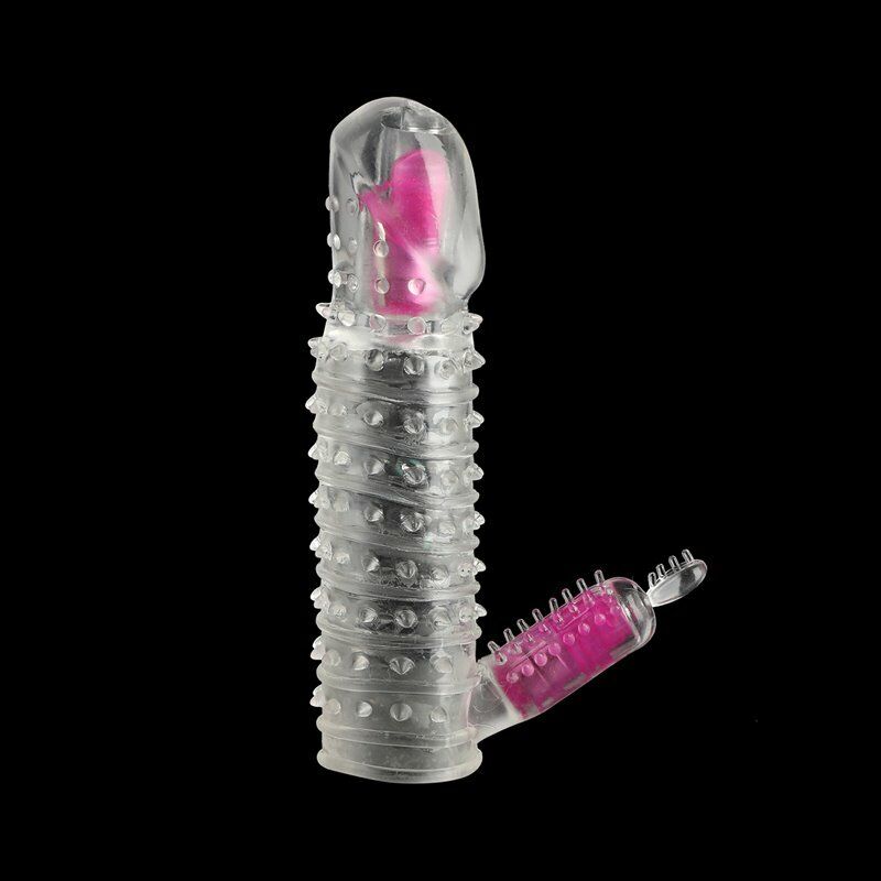 Add 2" Vibrating Penis Extension Extender Cock Sleeve Girth Enhancer Enlarger