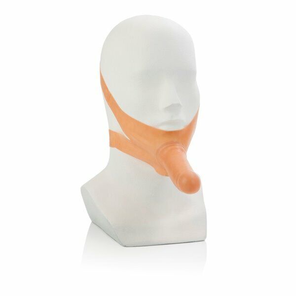Accommodator Latex Dong Dildo Cock Oral Sex Accessory Chin Strap-on Sex Toy