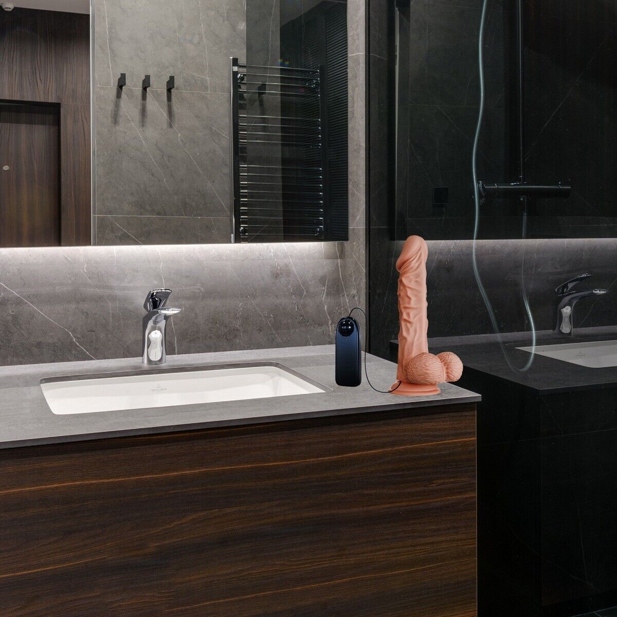 Easy On Off Suction Cup Strap On Harness with 9.5" Vibrating Dildo Dong Sex Toys