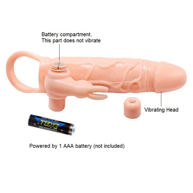 Add 1.5" Vibrating Thick Cock Penis Extension Sleeve Extender Sheath Enhancer