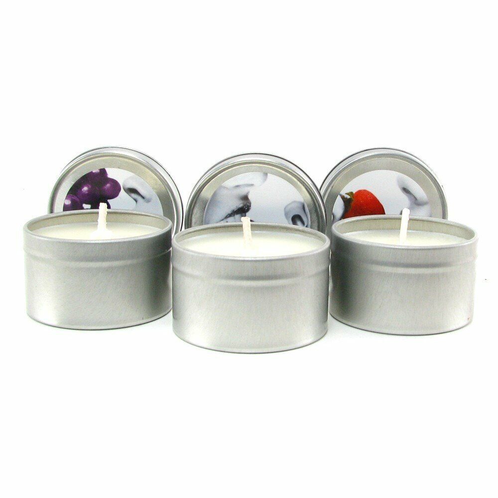 Earthly Body Edible Massage Oil Candle Sampler Cherry Grape Strawberry Flavored