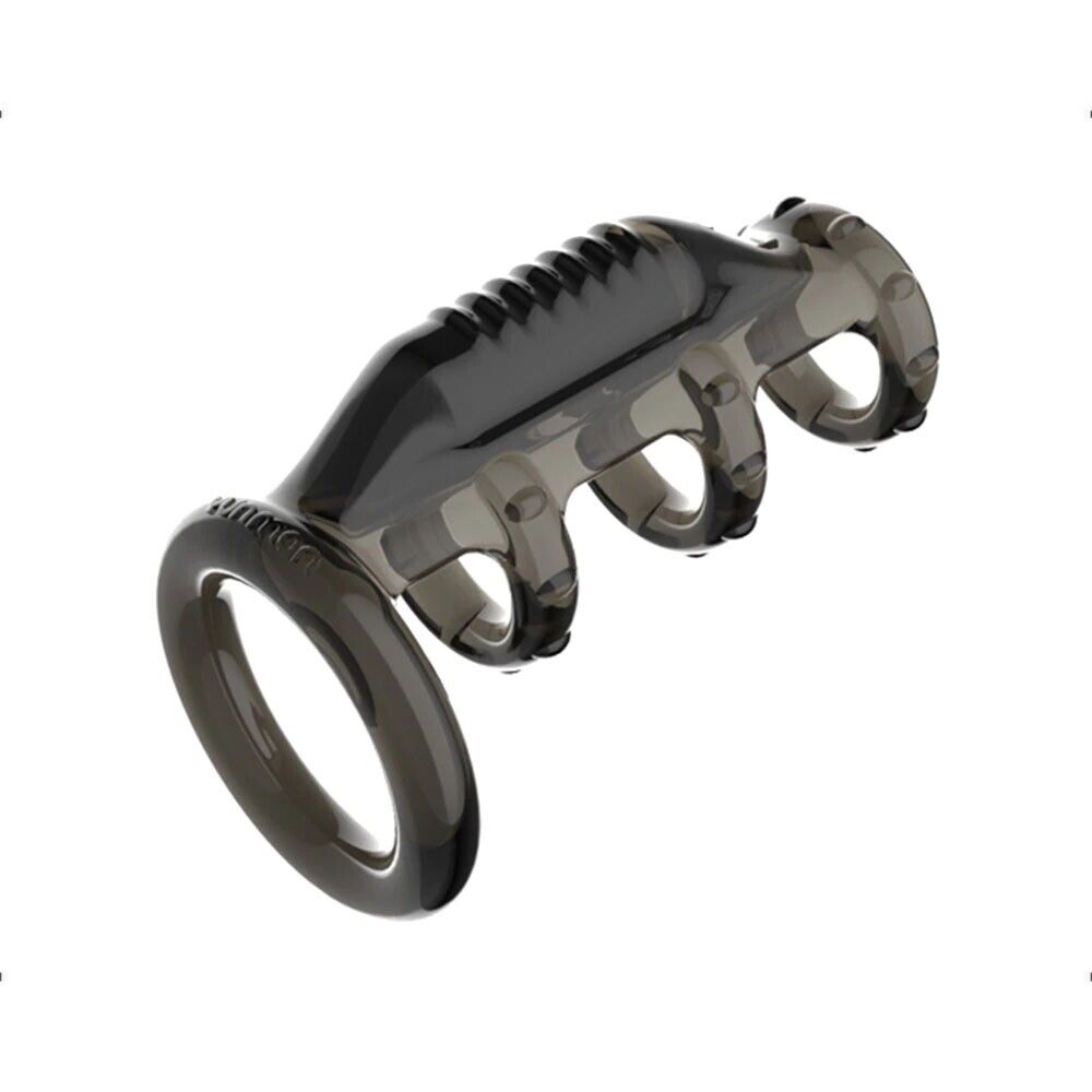 Vibrating Male Penis Ring Cock Cage Girth Enhancer Sleeve Sex Toys