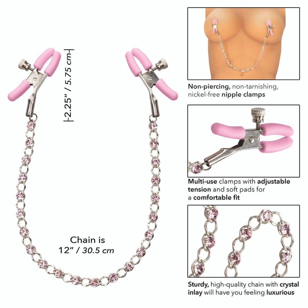 Nipple Play PinkCrystal Chain Nipple Clamps Couple Lover SM Bondage Sex Toys