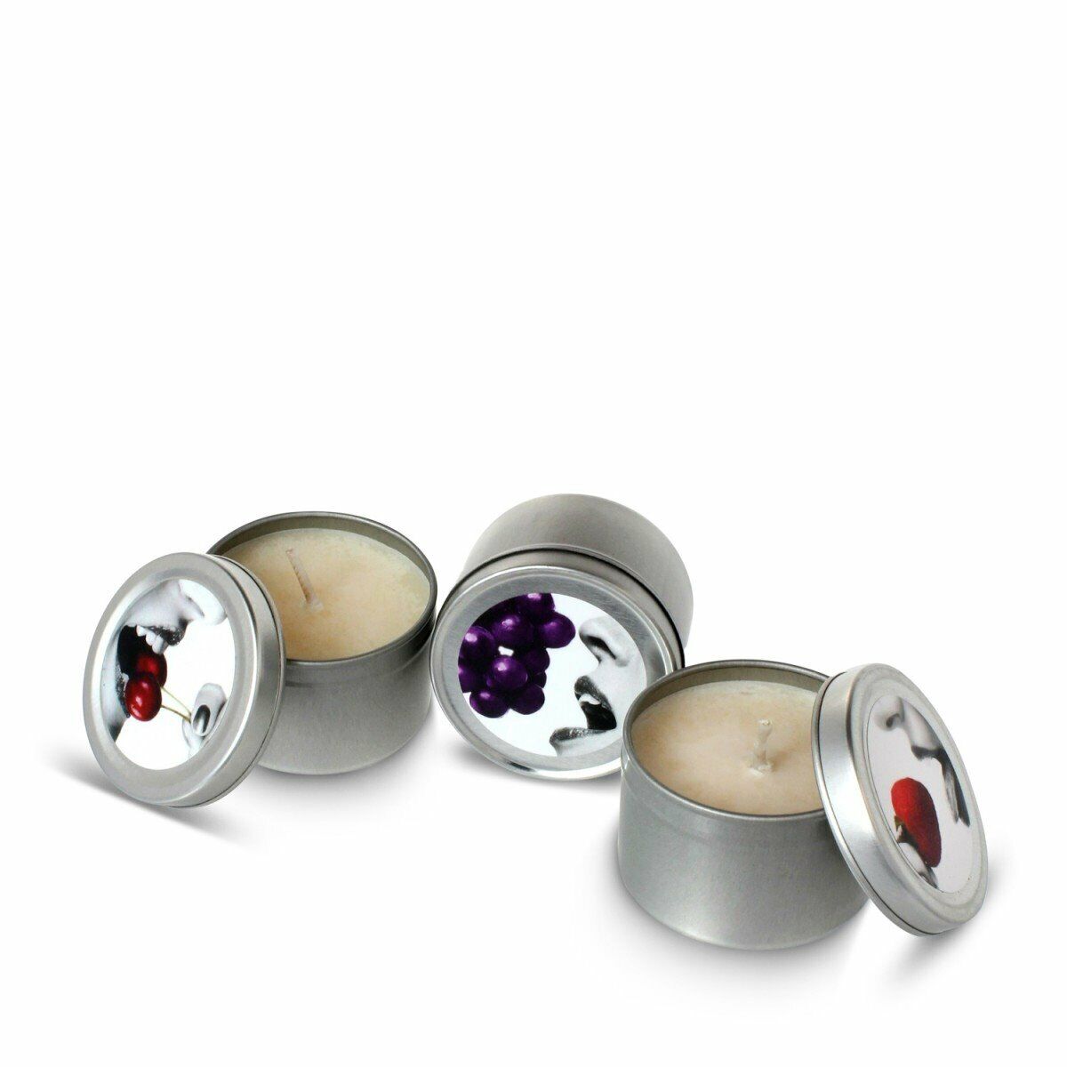 Earthly Body Edible Massage Oil Candle Sampler Cherry Grape Strawberry Flavored