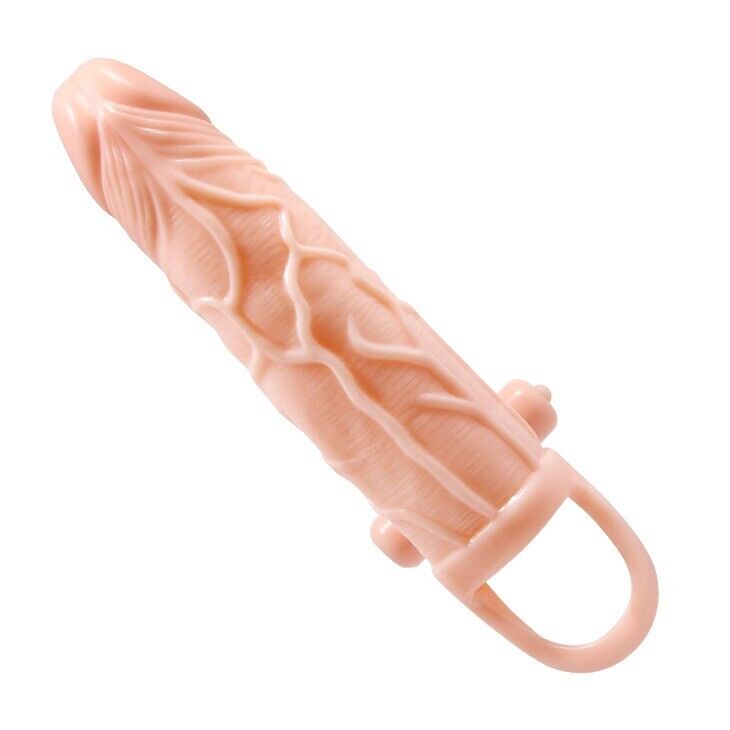 Add 1.5" Vibrating Thick Cock Penis Extension Sleeve Extender Sheath Enhancer
