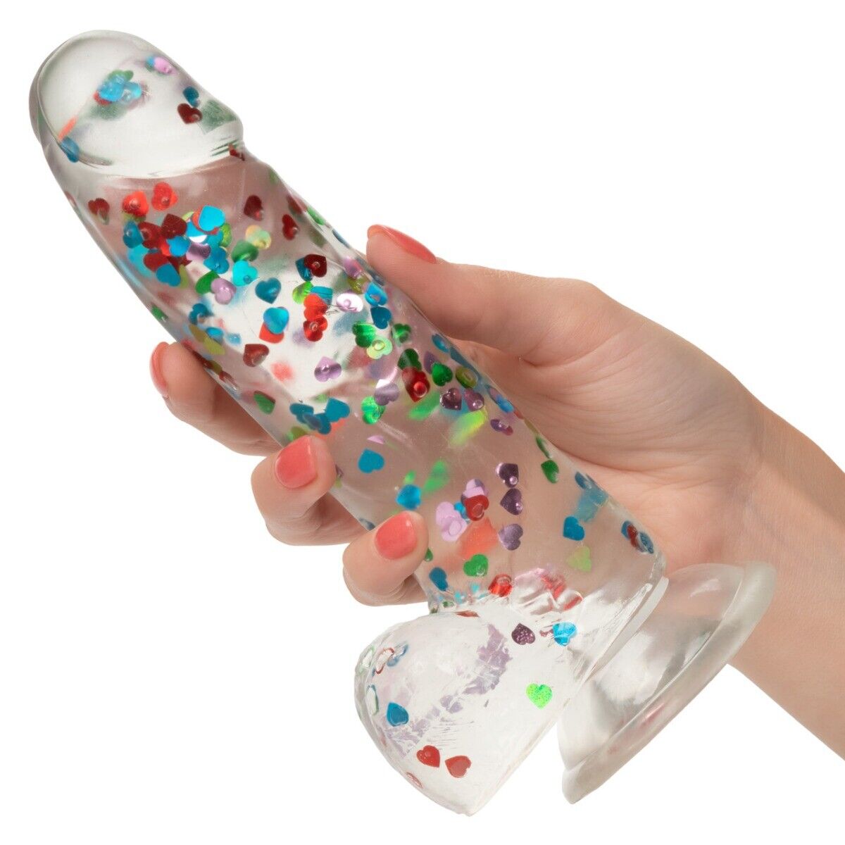 Naughty Bits I Love Dick Confetti Heart-filled Realistic Dildo Dong Suction Cup
