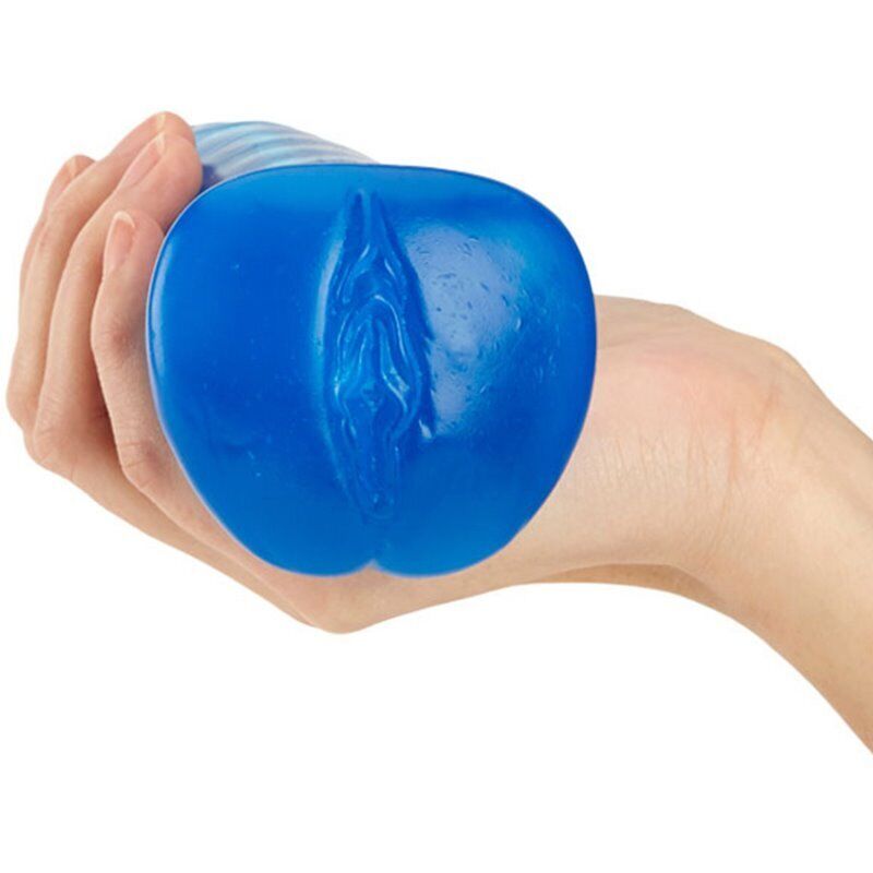 Blue Beaded Discreet Male Masturbator Pocket Pussy Vagina Stroker + Orgasm Beads