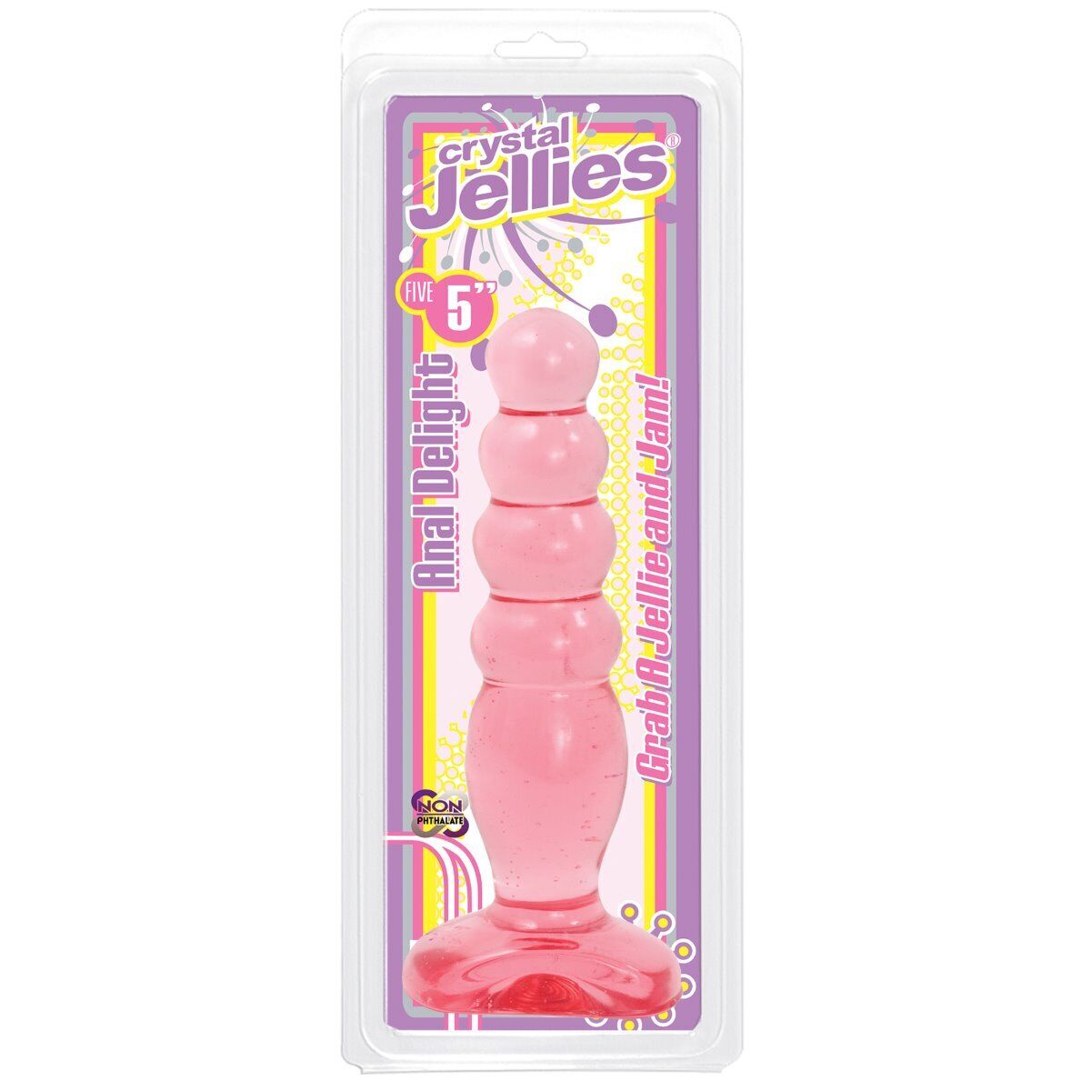 5.5" Crystal Jellies Jelly Anal Delight Anal Sex Butt Plug w/ Orgasm Beads
