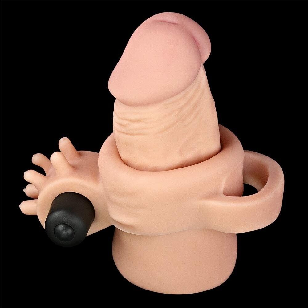 Add 3" Cock Length Vibrating Hollow Penis Extender Extension Sleeve Sheath Ring