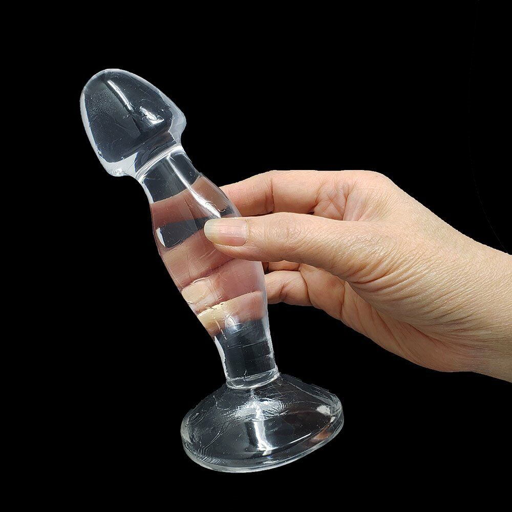 Clear Jelly P-spot Anal Butt Plug Dildo Prostate Massager Probe Suction Cup
