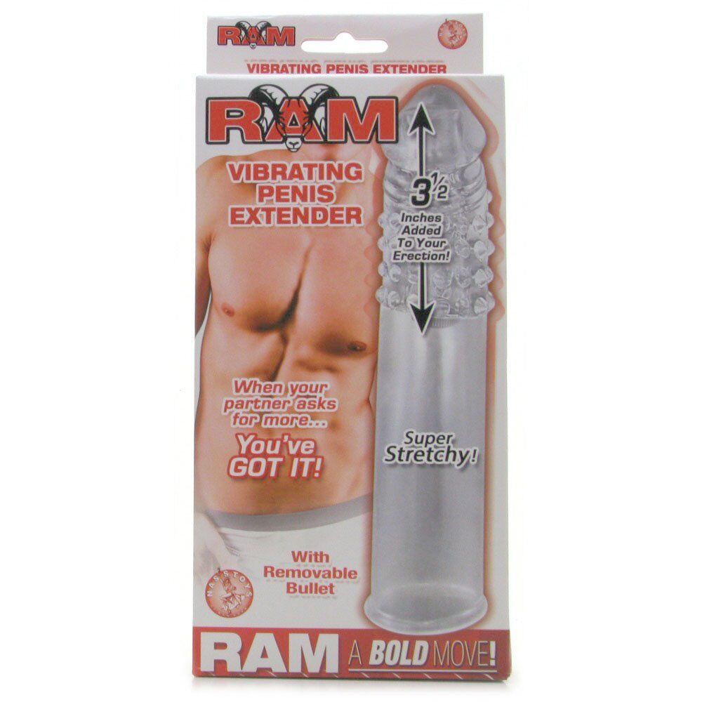 Add3.5" Cock Length Ram Vibrating Penis Extender Extension Sleeve Girth Enhancer