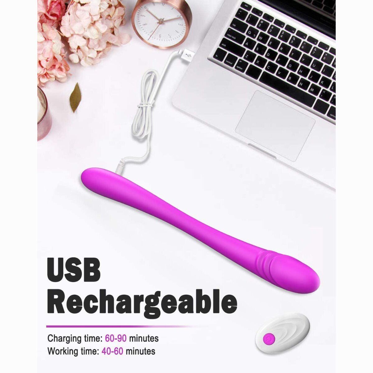 Wireless Flexible Double Ended G-spot Anal Vibrator Dildo Dong Sex-toy for Women