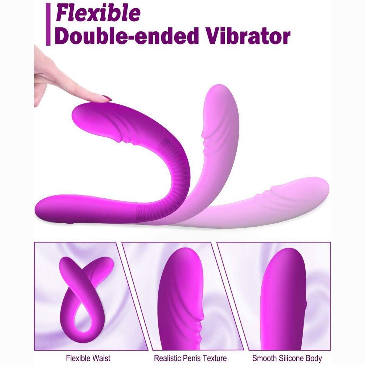 Wireless Flexible Double Ended G-spot Anal Vibrator Dildo Dong Sex-toy for Women