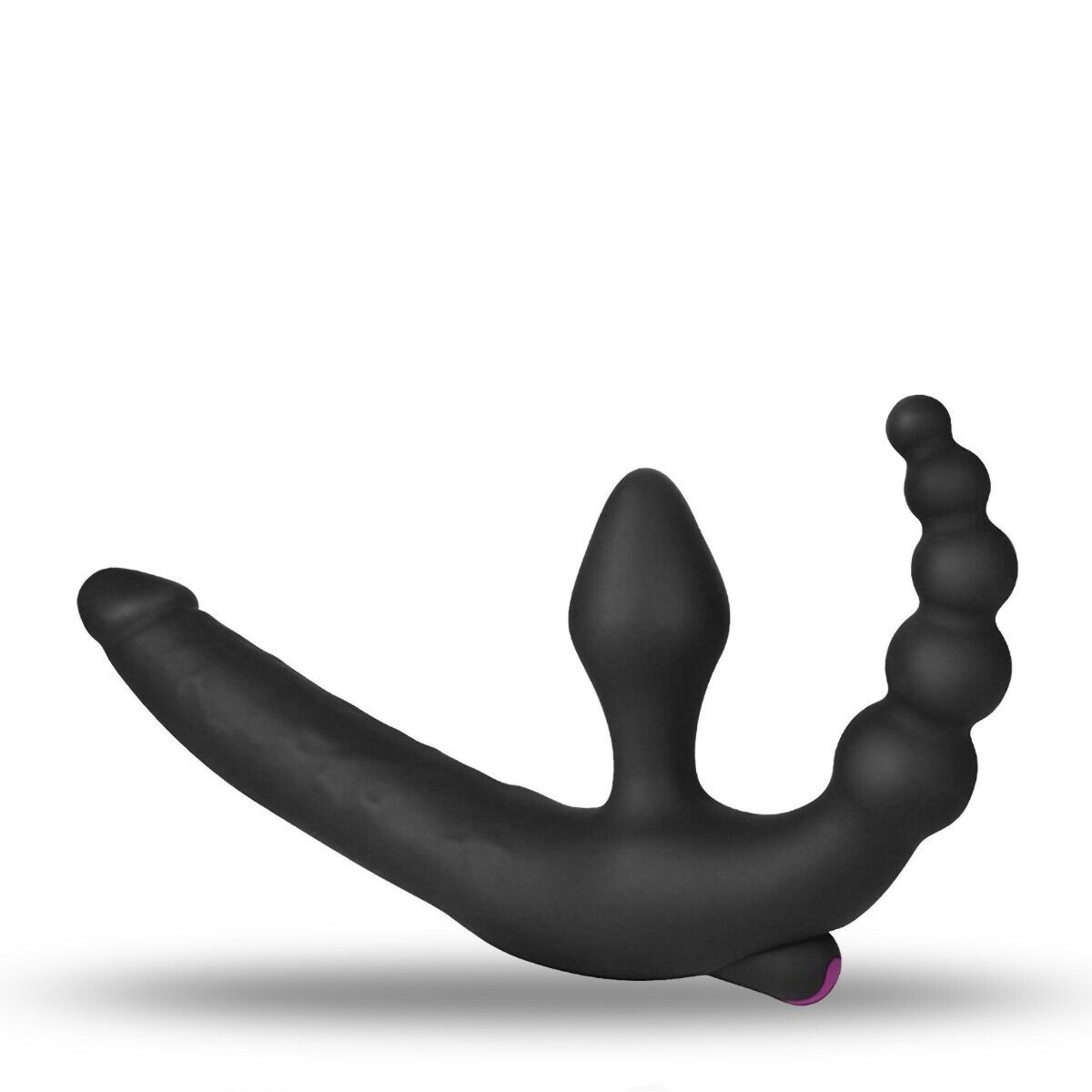 Vibrating Double-Ended Strapless Strap-On Dildo Pegging Anal Vibe Lesbian Sextoy