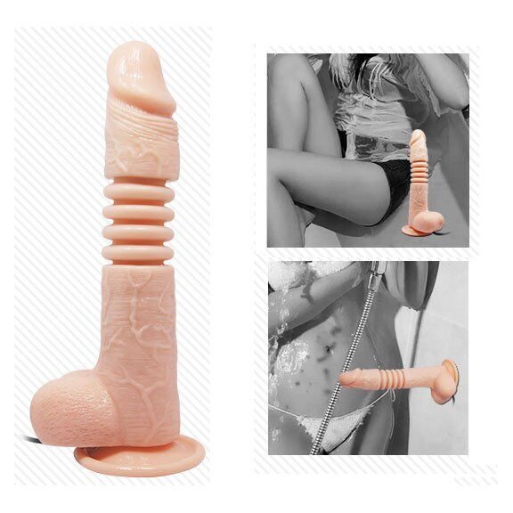 Vibrating Realistic Dildo Vibrator Thursting Cock with Balls and Suction Cup