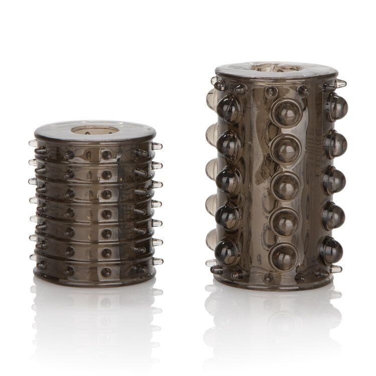 2 Silicone Girth Rings Cock Ring Thicker Penis Sleeve Enhancer w/ Orgasm Tickler