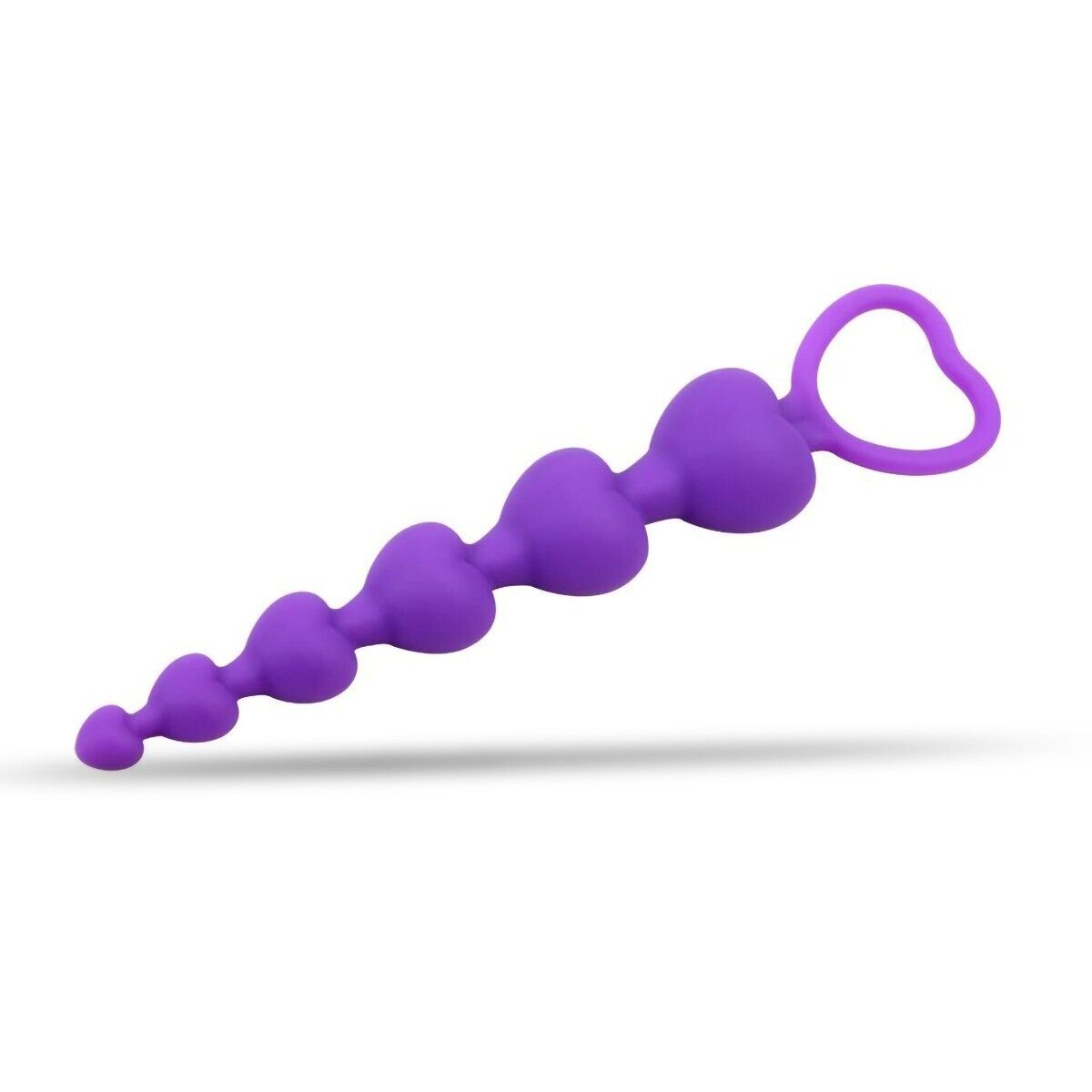 Purple Silicone Heart Booty Anal Beads Butt Plug Anal Play Train Sex Toys