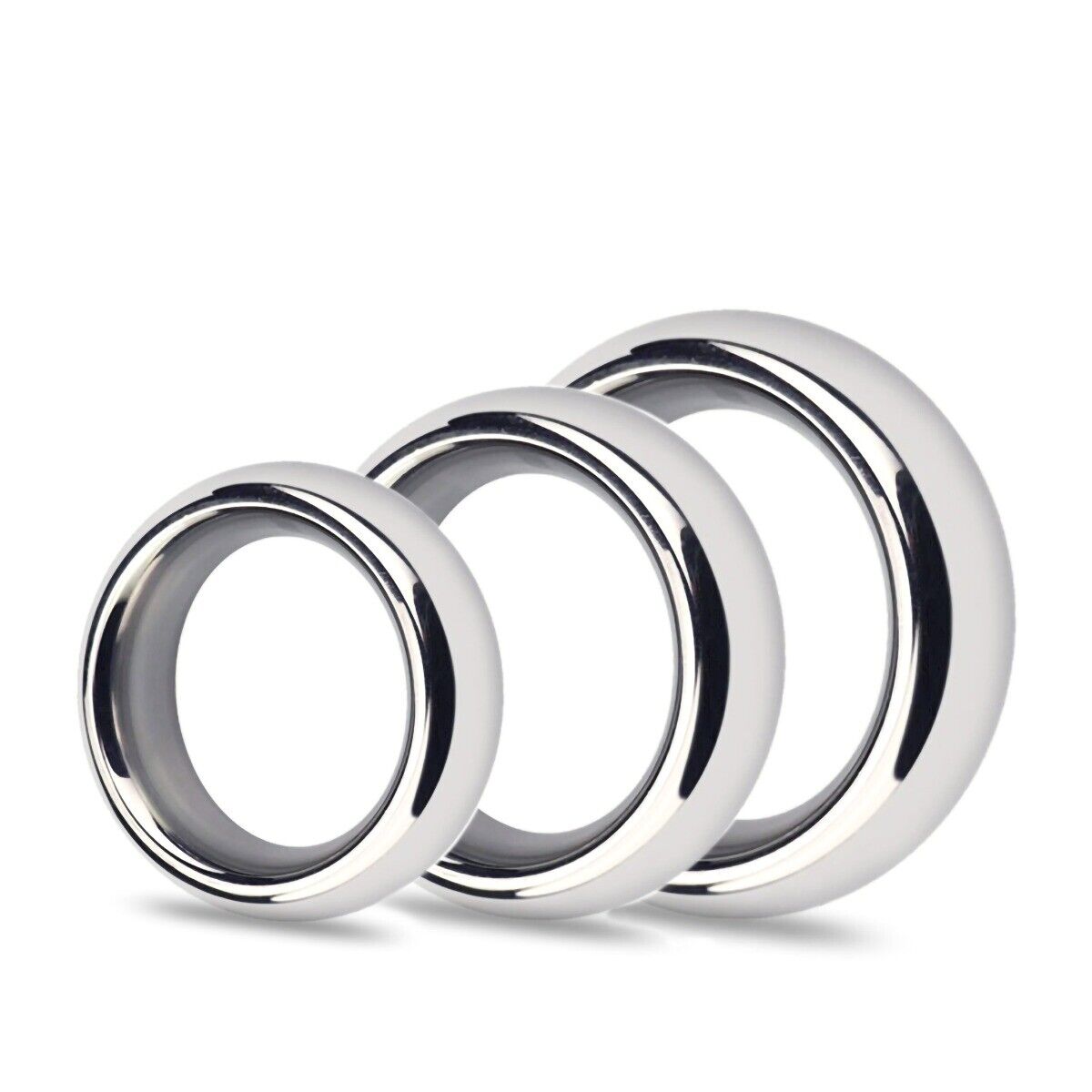 Stainless Steel Heavy Weight Penis Cock Ring Set Donut Band