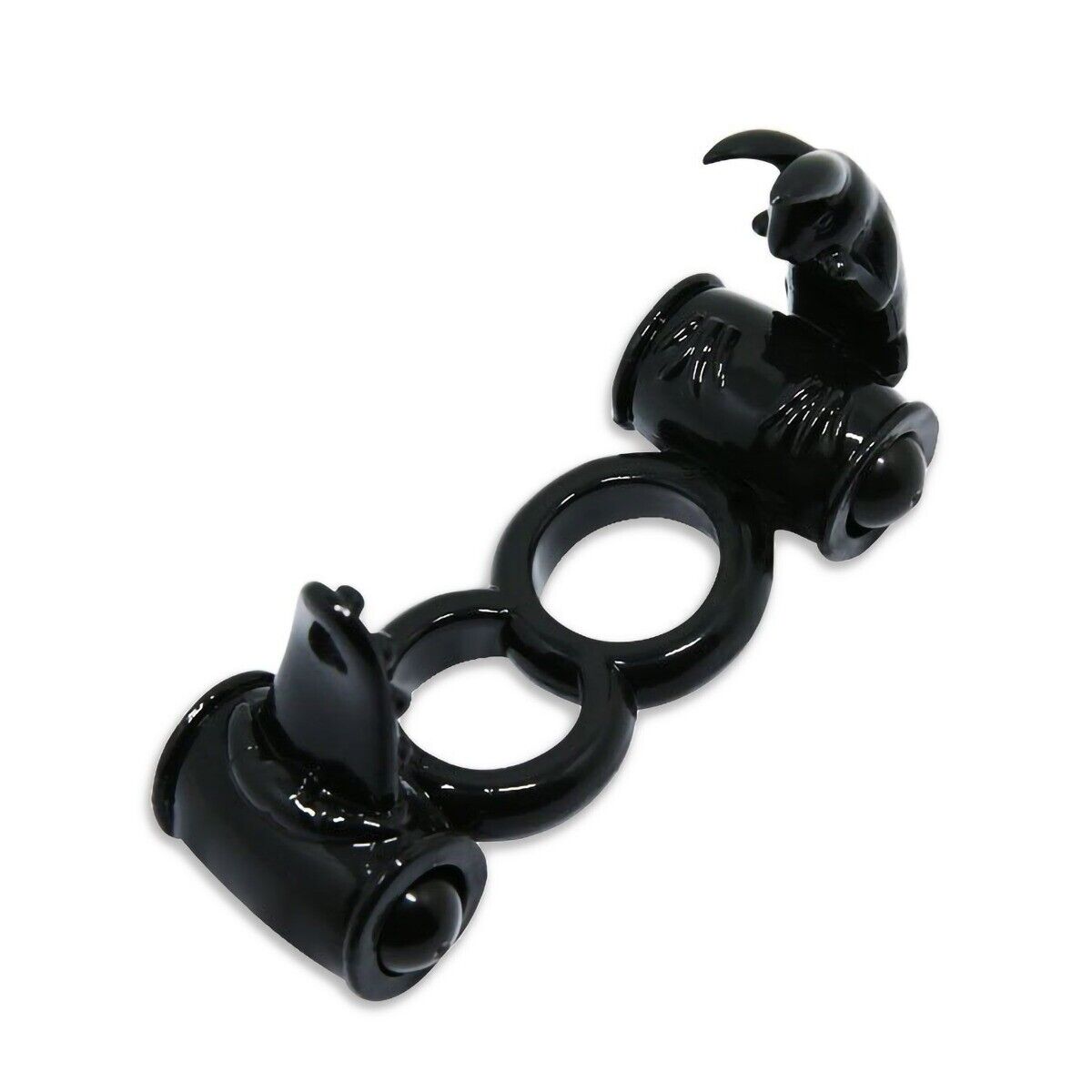 Vibrating Dual Double Penis Cock and Balls Ring Enhancer Lover Couple Sex Toys