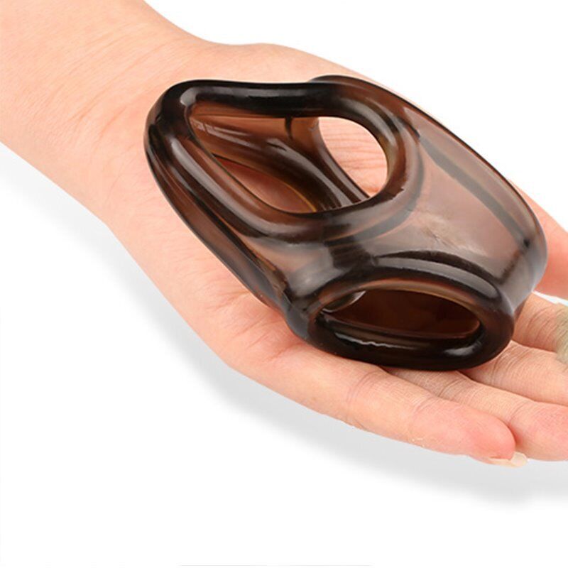 Stretchy Penis Erection Enhancer Cock Ring Cage Sleeve Ball Stretcher Splitter