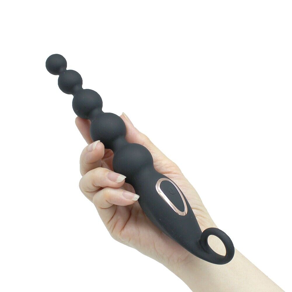 Silicone Vibrating Anal Beads Butt Plug Vibrator Sex Toys for Men Women Couples