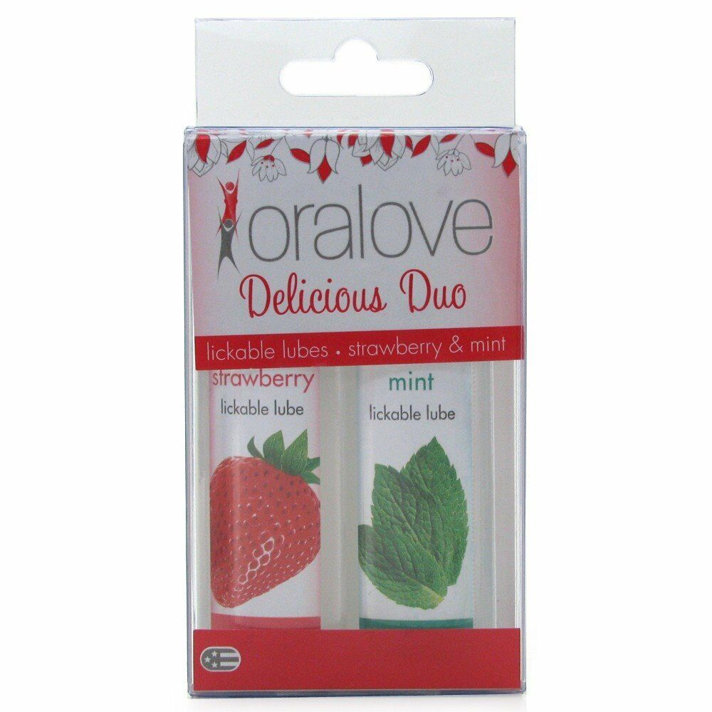 Oral Love Delicious Duo Lickable Edible Lube Lubricant Strawberry & Mint