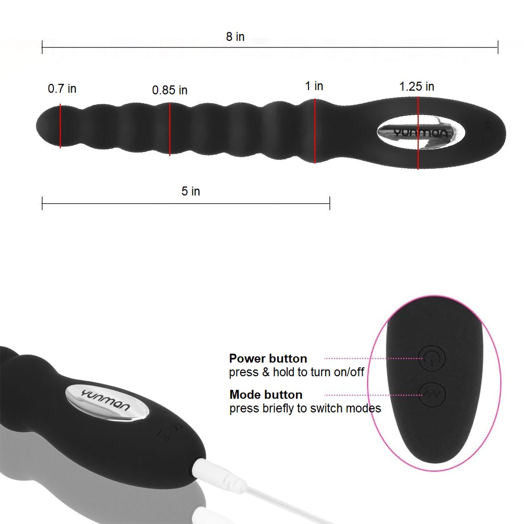 Silicone Rechargeable Vibrating Beaded Anal Plug Beads Vibrator Anal Sex Toys