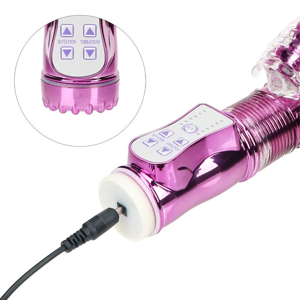 Rechargeable Thrusting Rabbit G-spot Clit Vibrator Dildo Sex Toys for Women
